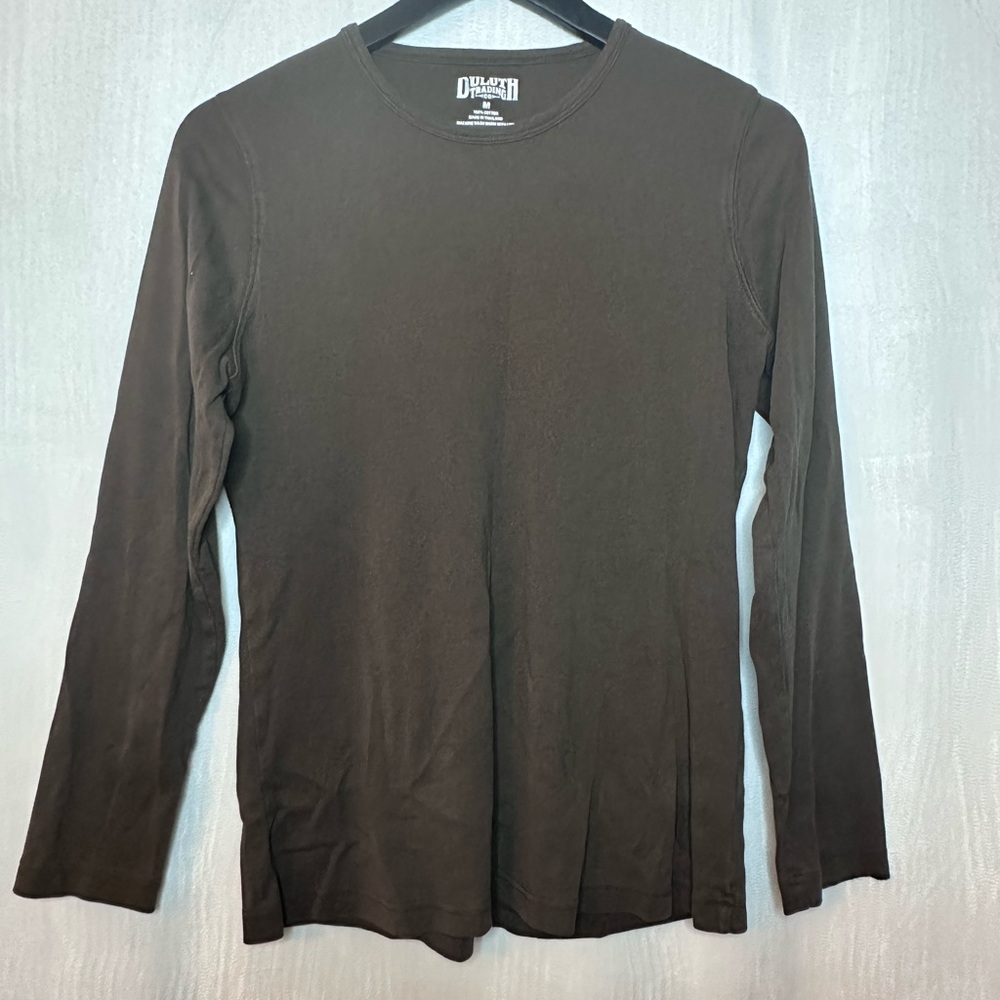 Duluth Trading company womens medium long sleeve shirt brown 100% cotton